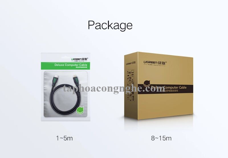 Ugreen 30197 15M màu Đen Cáp tín hiệu HDMI chuẩn 1.4 hỗ trợ phân giải 4K * 2K HD116 30030197